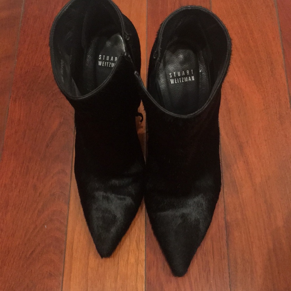 Struat Weissman Black Hitimes Pony Hair Boots.